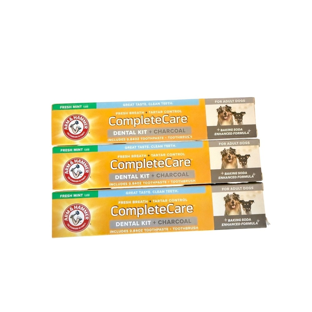 Arm & Hammer Complete Care Dental Kit Adult Dog 3 Pack Charcoal Fresh Mint
